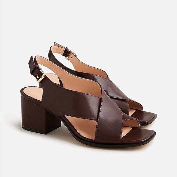J Crew Dylan crisscross block-heel sandals in leather BT879 - Picture 1 of 5